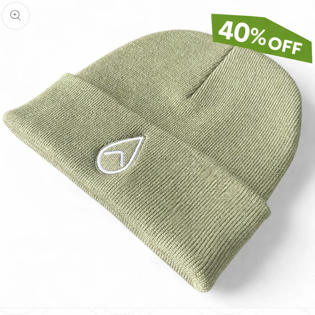 Olive Green Acrylic Yarn LOGO Beanie