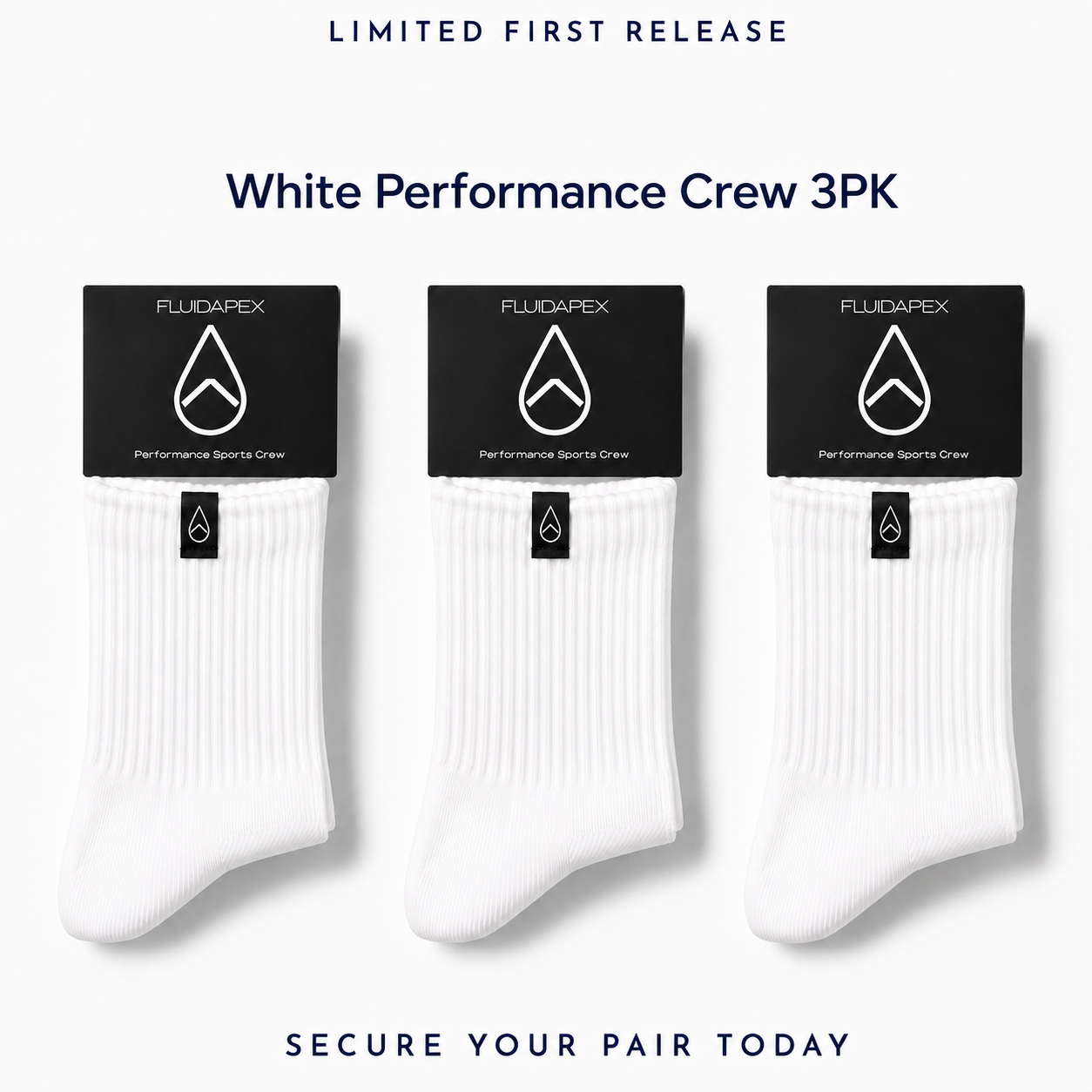 White Crew Label Sock 3pk