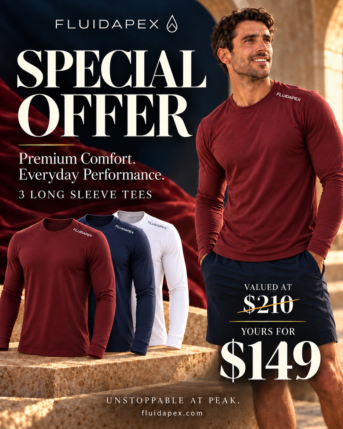 The Peak 3 Colour Bundle -Buy and Save - Long Sleeve