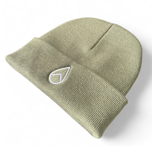 Olive Green Acrylic Yarn LOGO Beanie